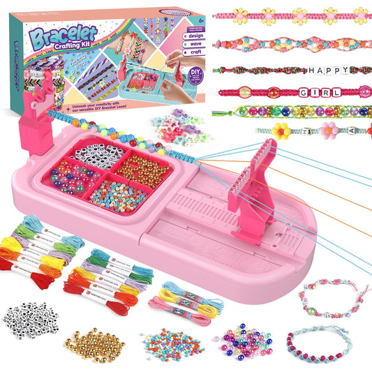 IFLOVE Arts and Crafts for Kids Ages 8-12,Friendship Bracelet Making Kit for Girl,DIY Arts and Crafts Maker for Kids,Jewelry Making Kit Christmas Gifts for Ages 6 7 8 9 10 11 12 Year Old (Rose)