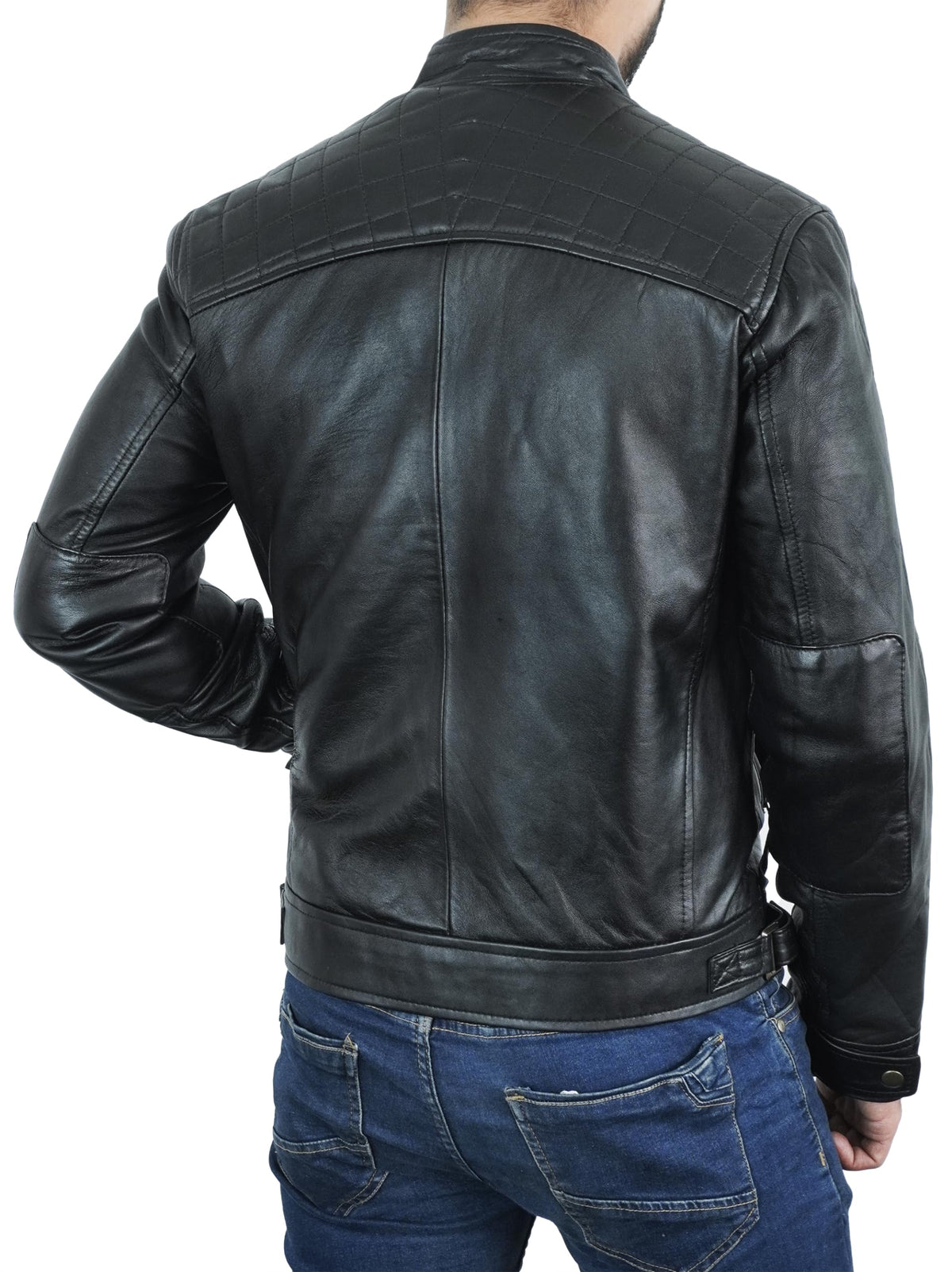STOREJEES Mens Leather Jacket | Diamond Black - XL