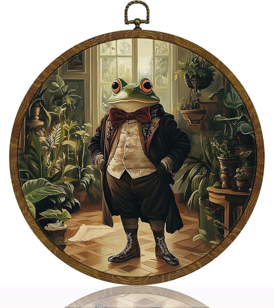 Vintage Toad Wall Art Decor - Dark Gothic Portrait Print | 10x10 Inch Circular Artwork for Home