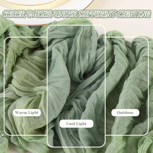 2 Pack Sage Green Cheesecloth Table Runner, 10Ft Boho Gauze Cheese Cloth Table Runners for Wedding, Party, Dinner, Baby Shower, 120 Inches Long Table Runner for St. Patrick's Day, Easter, Christmas