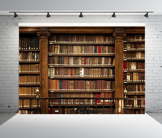 BELECO 7x5ft Fabric Vintage Wooden Bookshelf Backdrop Books Antique Bookcase Old Library Phtography Backdrop for Party