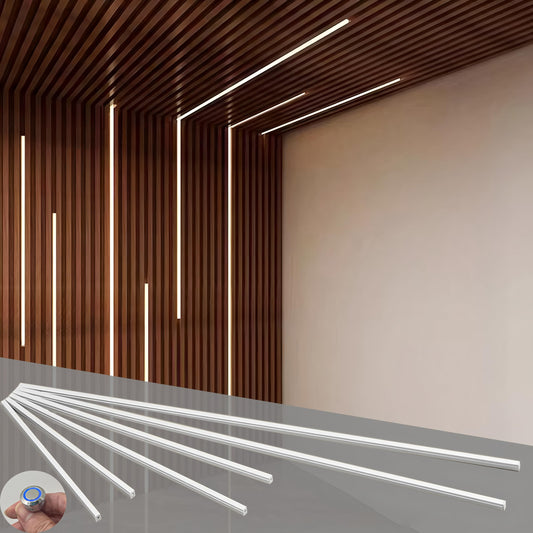 6-Lights LED Recessed Lighting Wall Panel Lights,Self-Adhesive Wood Slat Wall Panel Strip Light,4000K Touchable Switch Dimmable LED Aluminum Channel lamp,Under Cabinet Light(39in+31.5in+23.6in)
