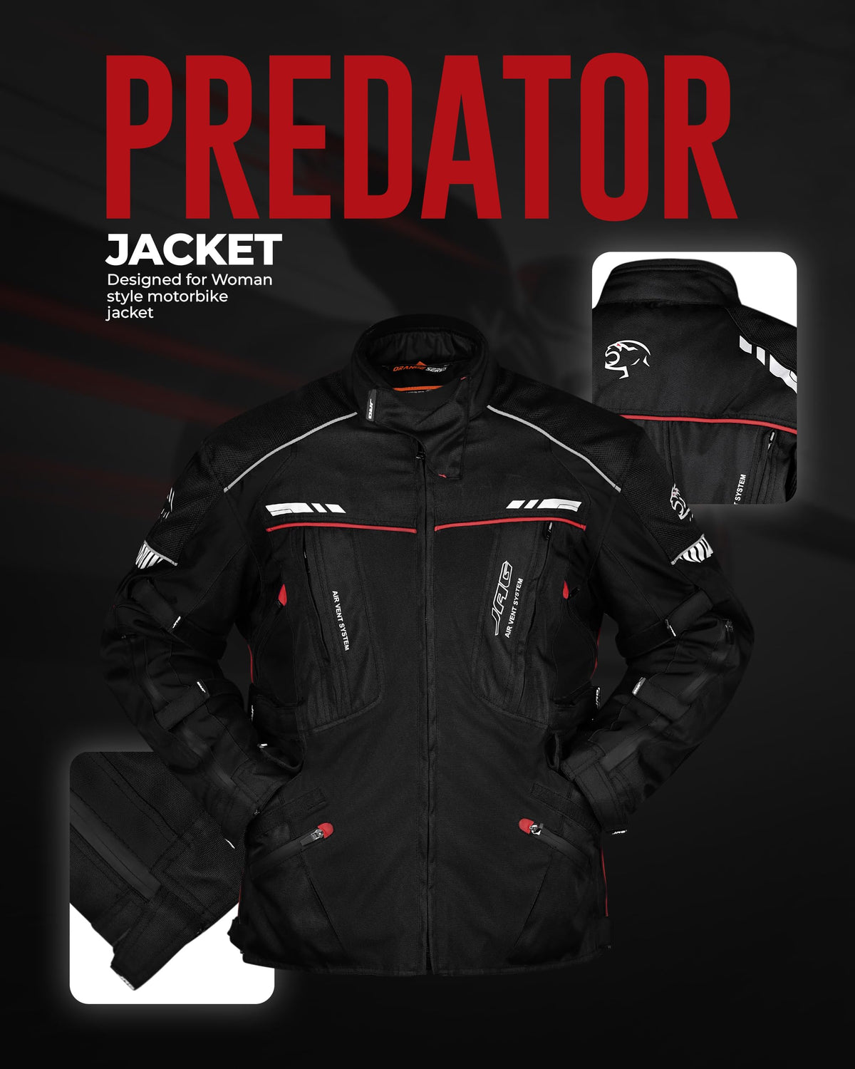 J.A.G. JAG Touring Motorcycle Armor Jacket for Men, Dual Sports Water Resistant Adventure Riding Jacket with Cordura Fabric & CE Armor Impact Protection