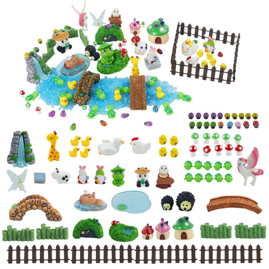 MUJERWQ 82 Pcs Fairy Garden Accessories Kit - Miniature Figurines, Resin Mushrooms, Elves & Animals, Bridges & Houses for DIY Terrarium, Dollhouse, Succulent Garden Decor, Indoor Outdoor Craft
