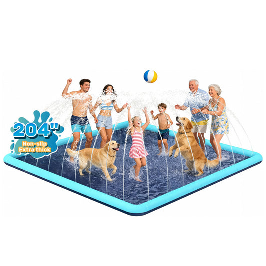 Bilibara 17 FT Gaint Splash Pad for Dogs, Non-Slip Splash Pads for Toddlers 3+, Heavy Duty Thickened Sprinkler Pool Summer Outdoor Water Toys for Backyard, Teal