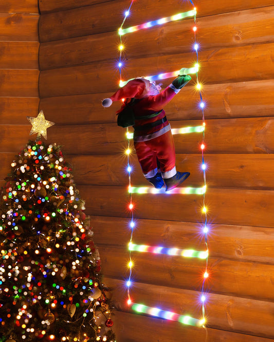 Toodour LED Christmas Light - 2.5FT Christmas Decorative Ladder Lights with Santa Claus, Xmas Decorations Light for Indoor Outdoor, Window, Garden, Home, Wall, Xmas Tree Decor - Multicolor