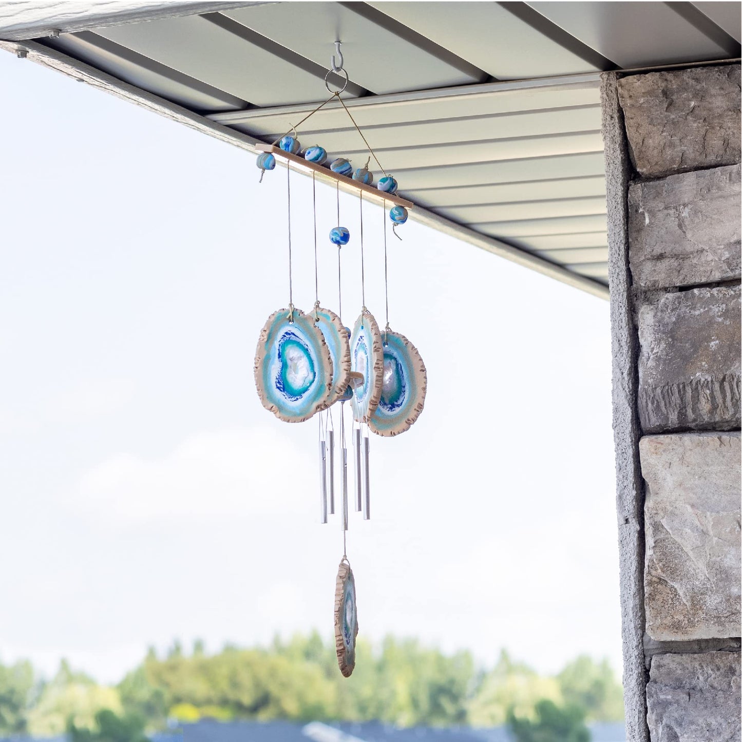 Hapinest Make Your Own Clay Geode Wind Chime Craft Kit for Kids Girls Teens, DIY Wind Chime Kit Crafting Projects for Home & Garden, Art Craft Supplies Clay Kit for Kids Ages 8 9 10 11 12 Years & Up