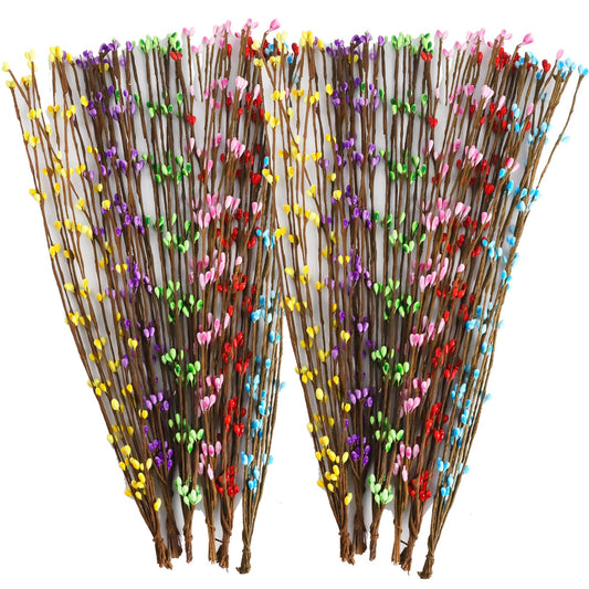 HLTOO 60PCS Artificial Berry Garland for Easter, Spring Floral Picks Berry Sprays Stems, for Easter DIY Craft Wreath Making, Home Decoration, 6 Colors