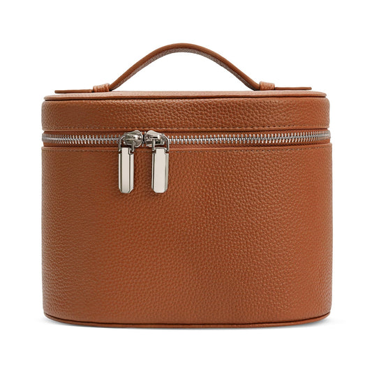 idoltimes Cosmetic Case, Leather Makeup Bag, Portable Handheld Makeup Case, Detachable Compartments