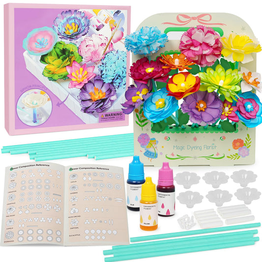 Paper Flower Science Kit, Paper Flower Crafts for Kids, Color Changing Flowers Bouquets DIY Arts & Crafts Set, Class Rewards Birthday Party Favors Gifts for Ages 6-10, Handmade Gifts for Mother's Day