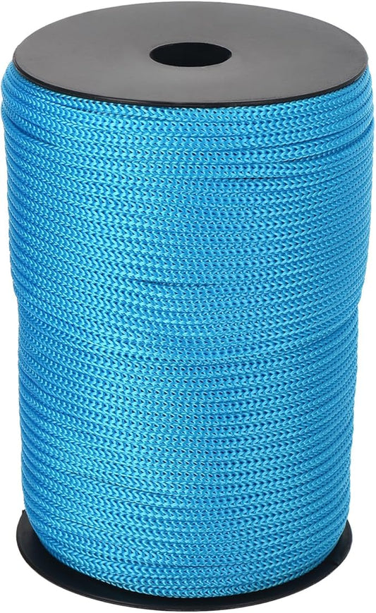 MECCANIXITY 5/32 Inch Polypropylene Rope Braided Ropes, 328ft Camping Rope Hollow Utility Cord for Clothesline, Hiking, Outdoor, Lake Blue