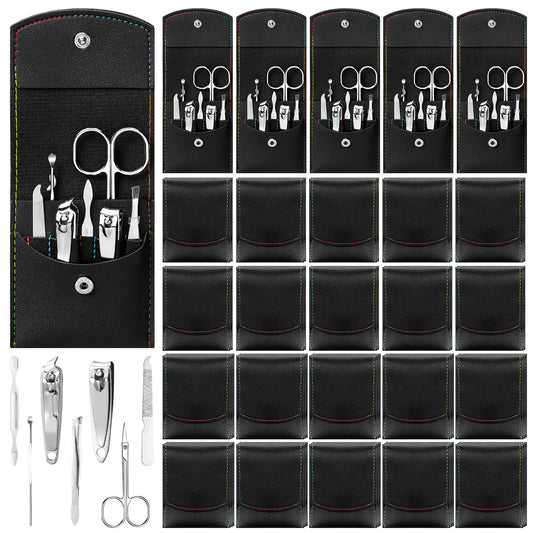 Geosar 50 Set Travel Manicure Kit Nail Clippers Pedicure Professional Nail Care Tools Stainless Steel Grooming Set with Portable Travel Case Gifts for Mother Father Men Women(7 in 1,Black)