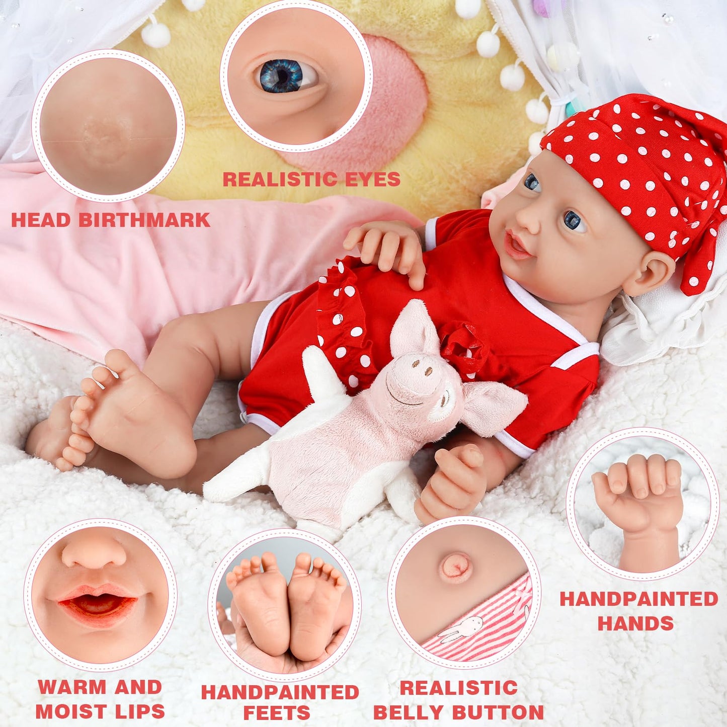 IVITA 16 inch Silicone Baby Dolls Girl Weighted 4.95 lb,[NOT Vinyl],Silicone Full Body Reborn Lifelike Realistic Real Life Newborn Soft Babies with Feeding Kit & Gift Box for Kids Age 3+