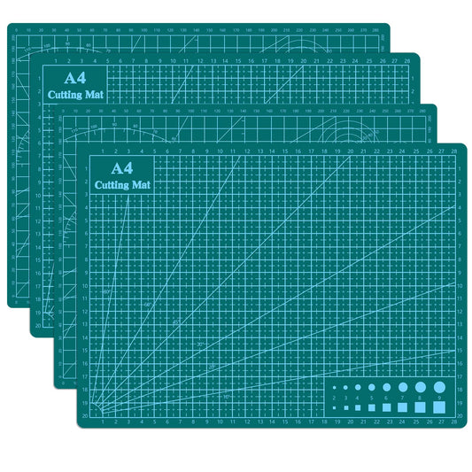 Cutting Mat 9"x12" Self Healing Cutting Mat Size Double Sided 5-Ply Rotary Sewing mat for Crafts Fabric Quilting Hobby Art Clay Precision Scrapbooking Project, A4, Green 4PCS
