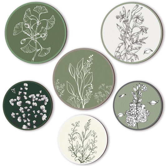 Barydat 6 Pieces Boho Plant Wall Art Decor Wooden Boho Farmhouse Rustic Bohemian Wall Hanging for Bedroom Living Room Office(Greenery,8 Inch, 10 Inch)