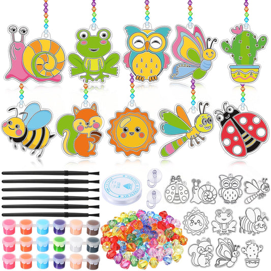 WinnerWhy 30 Sets Spring Suncatchers Window Art Kits, Vibrant DIY Sun Catchers Bulk Crafts Paint Your Own Window Ornaments for Adults Home Birthday Activity Project Decor
