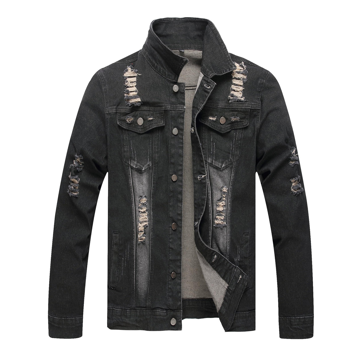 QIMYUM Jean Jacket For Men, Distressed Slim Denim Jacket