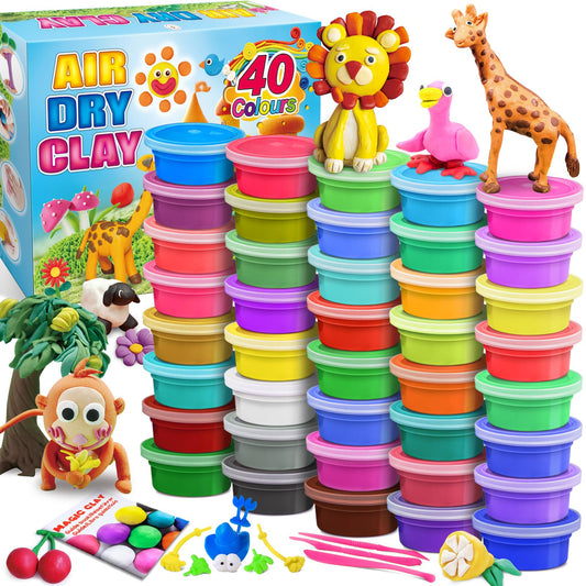 Modeling Clay Kit - 40 Colors Air Dry Clay DIY Molding Clay with Tools, Kids Art Crafts Gift for Boys & Girls Age 3-12 Year Olds