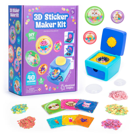 Educational Insights 3D Sticker Maker Kit - Arts and Crafts for Kids Ages 4-8, Make Your Own 3D Stickers, Sticker Making Machine, DIY Puffy Stickers for Kids, Mess-Free Toddler Craft Kit