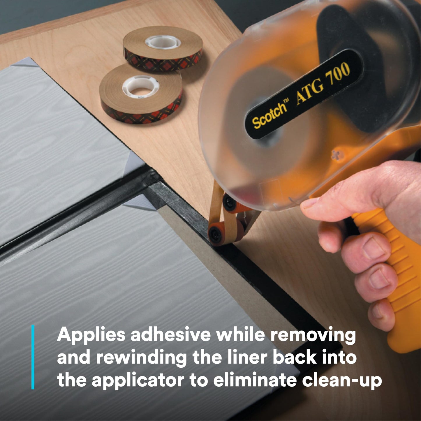 3M Scotch ATG 700 Adhesive Applicator, 1/2 in and 3/4 in wide rolls, Yellow