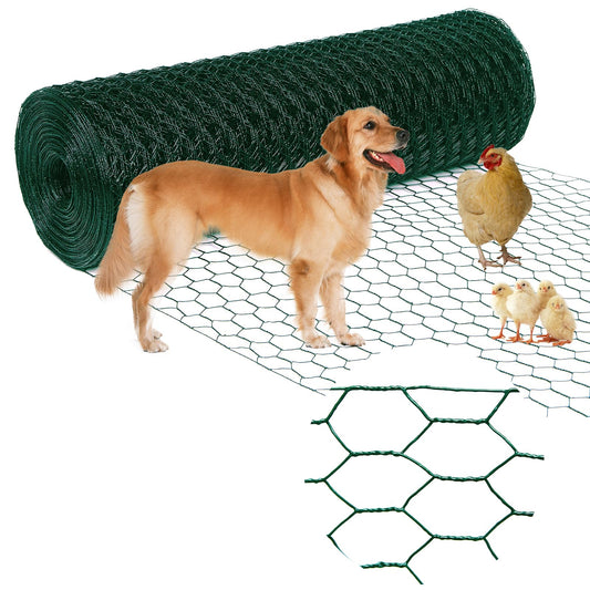 Yardbliss Chicken Wire12inx150ft, Premium Chicken Wire Fencing, Chicken Wire Mesh, Green PVC Coated Metal Wire Fence, Galvanized Poultry Netting Barrier for Floral Arrangements/Craft Projects//Rabbit