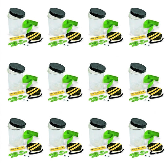 Fun Express Plastic Bug Jar Craft Kit - Makes 12 Lightning Bug & Firefly Jars for Kids | VBS Vacation Bible School Supplies & Spring Activities | Educational Nature Exploration & Backyard Fun