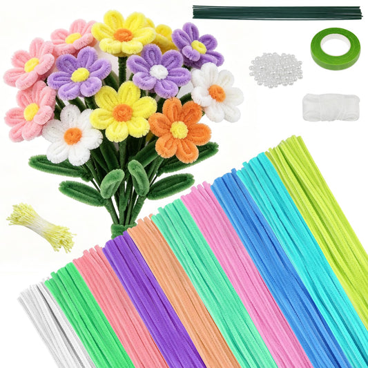 CHRORINE 320 Pcs Pipe Cleaners Bulk Pipe Cleaner Flower Kit Craft Supplies Soft and Flexible Creative Suitable for Art DIY Packaging and Decoration- Macaron Colors