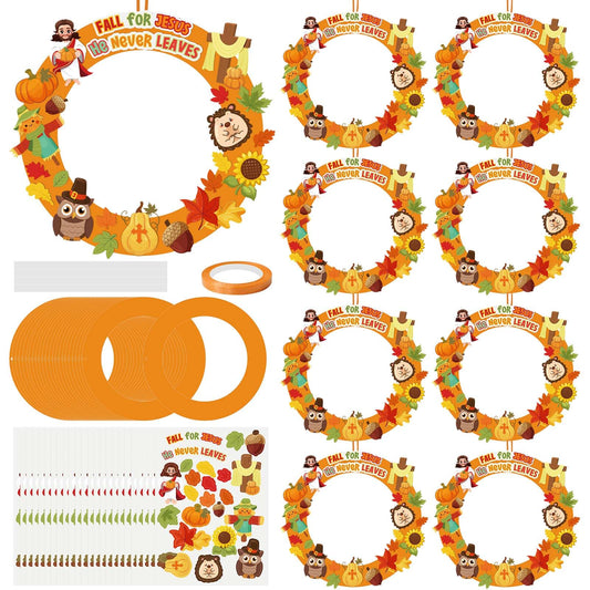 Cinrobiye 24 Set Fall Religious Wreath Craft Kit DIY Christian Wreath Crafts Make Your Own Bible Hanging Ornaments Crafts for Sunday School Art Project Activities Autumn Thanksgiving Party Favor Decor