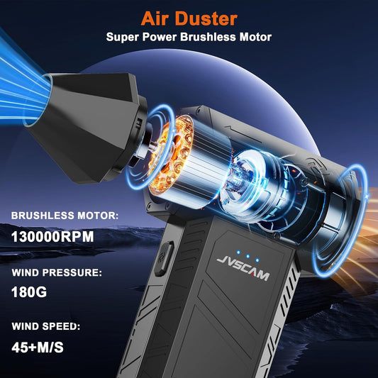 X3 Motor,3 JVSCAM Compressed Air Duster - Electric Air Duster with Brushless Gear Adjustable - Mini Air Blower