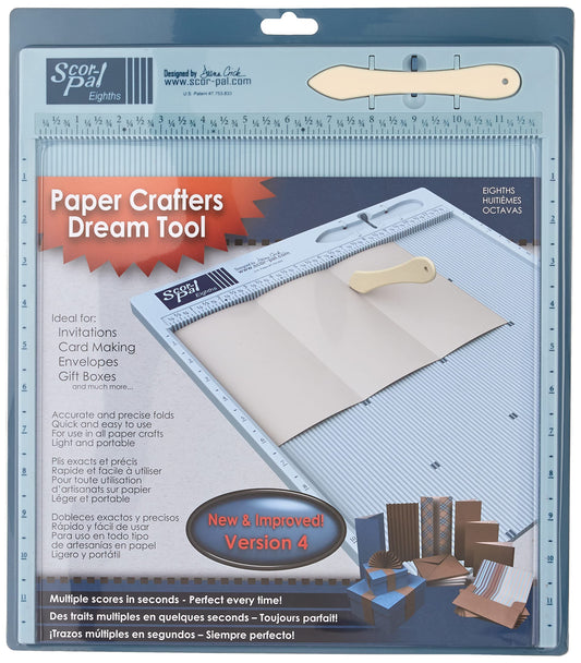 Scor-Pal Scoring Board, 12" x 12", 1/8" Space Grooves, Measuring and Scoring Tool for Card Making, Envelopes, Boxes, and Paper Crafts