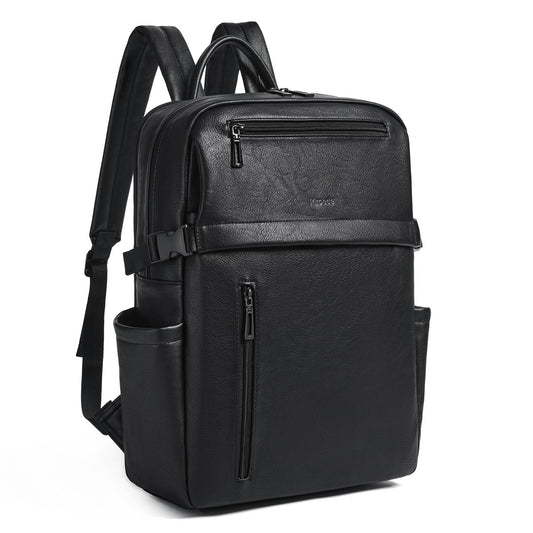 Mroede Leather Laptop Backpack for Women, 15.6 Inch Laptop Travel Backpack Purse Large Capacity Computer Bag, Casual Daypack Nurse Bag College Bookbag for School, Black