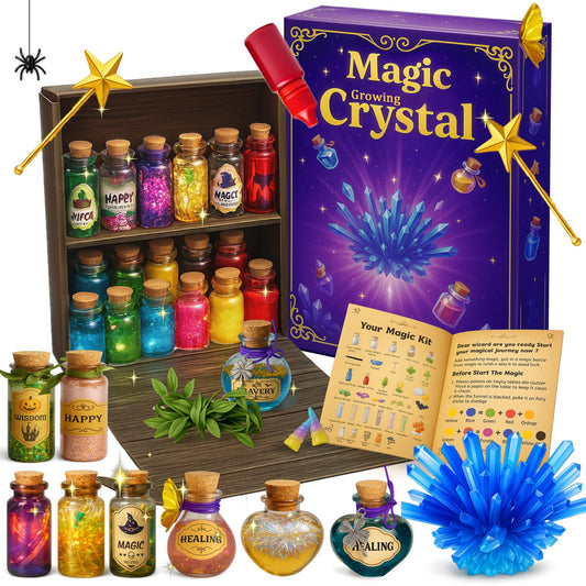 AMIZEY Potion Kits for Kids – 20 Bottles with Magic Growing Crystal, Arts and Crafts for Kids, Halloween & Christmas Decorations Gifts for Girls Boys 6 7 8 9 10 11 12 Year Old