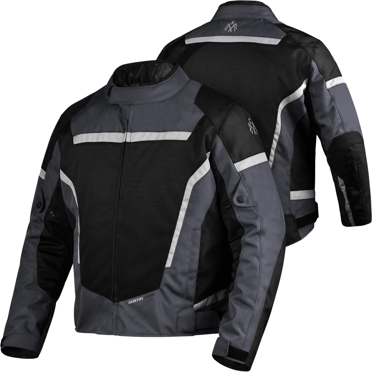 ADLER PRODUCTS Motorcycle Jacket for Men, AUSTIN AIR 1.0 Mesh Motorcycle Armor Jacket, CE Certified With Detachable Rain Liner (US, Alpha, X-Large, Regular, Regular, Gray)