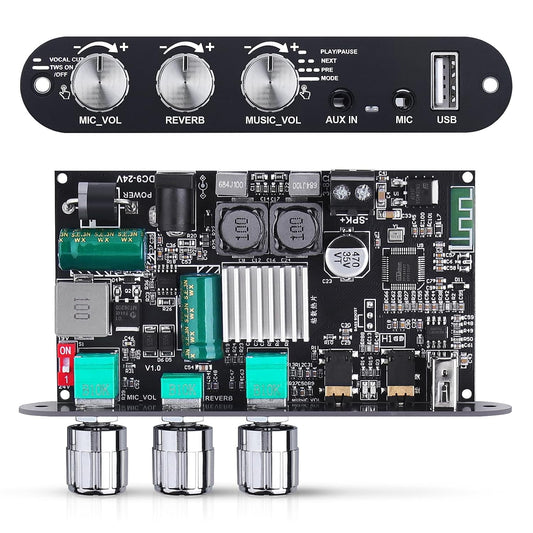 Beffkkip ZK-10001UM 5.3 100W (9-24V Bluetooth Amplifier Board, Mono Class D Power Amp with TWS Pairing, USB/AUX Input