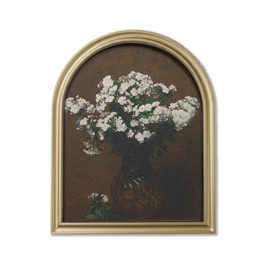 TwoDays Gold Vintage Flower Arched Wood Framed Wall Art – Moody Floral Canvas Picture for Home Aesthetic Wall Decor, Cottagecore Farmhouse Artwork Prints for Living Room, Bedroom (11" x 13.8")
