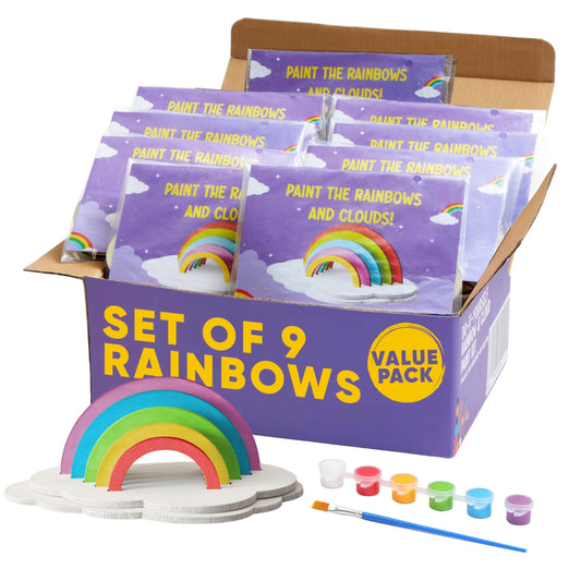 CRAFTY HAPPITOYS Set of 9 DIY Rainbow Craft Painting Set - Easter Gift Craft for Kids 6-8, 8-12 Years Old - Fun Craft Kit - Kids Party Favors