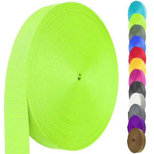 Heavy Duty Nylon Webbing Strap - 1.5 Inch, 12 Yard, Durable for Indoor/Outdoor Gear, DIY Crafting & Repairing (Fluorescent Green)