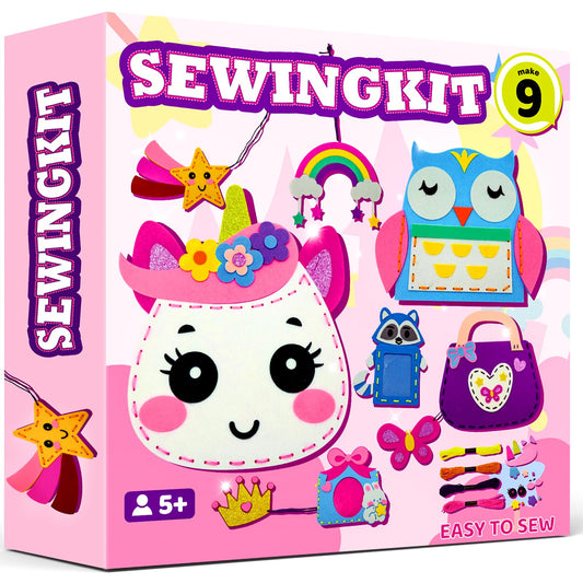 powerful xishan Sewing Kit for Kids, Unicorn 9 Thick Easy DIY Projects Sewing Kits, Beginners Girls Arts & Crafts for Ages 5+, Instructions & Felt, Birthday Gifts, Enlightenment