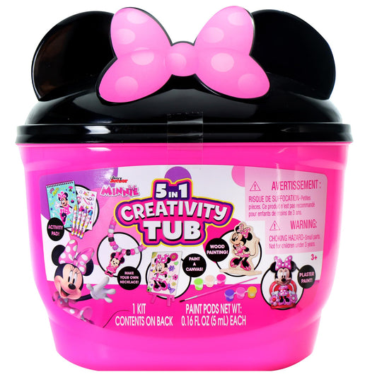Disney Junior Minnie Mouse 5 in 1 Creativity Tub, 50-Piece Paint and Color Preschool Arts and Crafts Activity Set