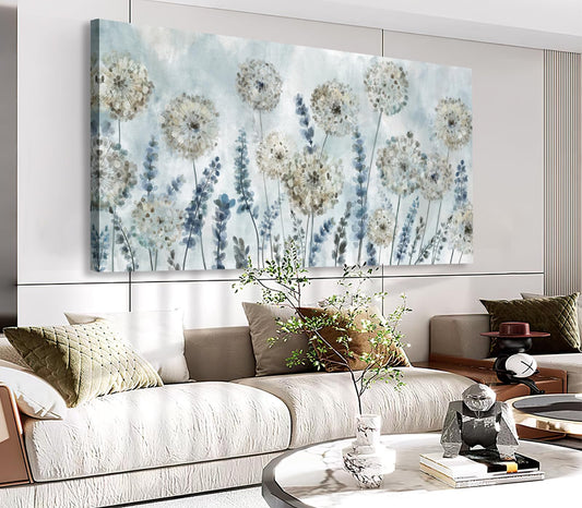 VEAEE Farmhouse Canvas Wall Art - Flowers Dandelion Wall Pictures,Living Room Decor,Nature Artwork Prints Abstract Grass Paintings for Bedroom Home Office Decoration 20"x40"