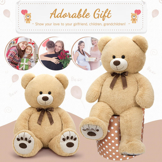 Tezituor 4ft Large Teddy Bear Giant Cream Teddy Bear, 43 inch Big Stuffed Animal Soft Plush for Kids Baby Shower Decorations, Cute Plush Toys for Girls Christmas Birthday Gift