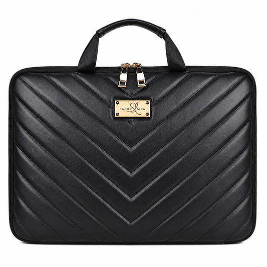 SANDY LISA Capri Women Laptop Sleeve |Compatible with MacBook Pro 14 inch | MacBook Air/Pro 13-13.3 Notebook | MacBook Air M2 13 inch | Buttery Soft Padded Chevron - Black
