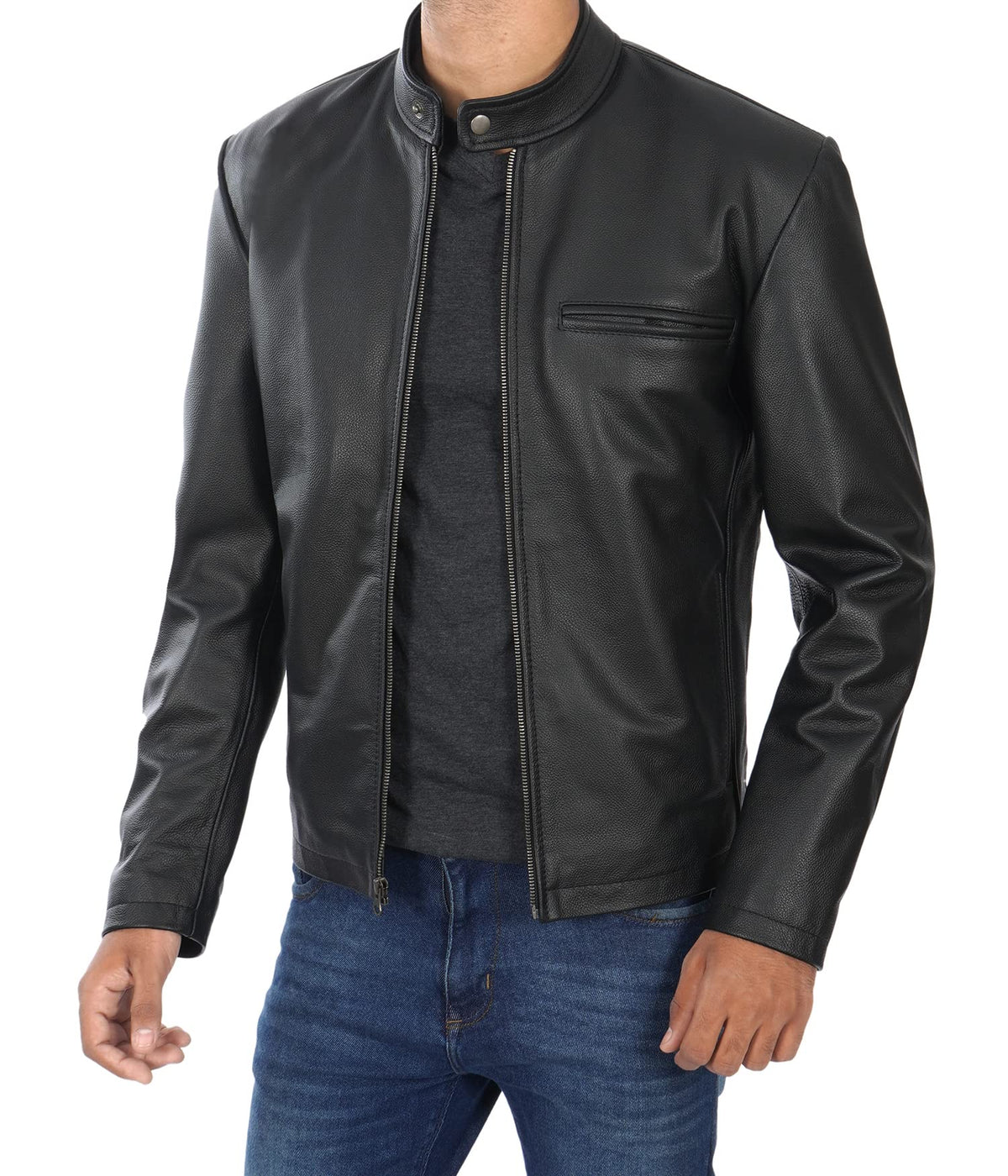Decrum Disc Men Black Leather Jacket - Mens Leather Jacket | [12315276] Ricardo Blck Cowhide, 2XL