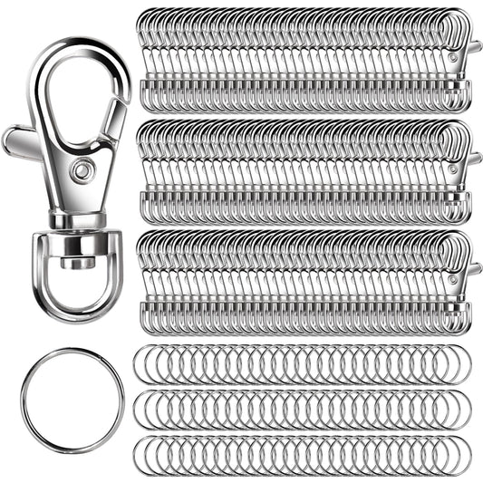 LEOBRO 240PCS Lobster Claw Clasps and Key Rings, Keychain Making Kit, 120PCS Keychain Clips and 120PCS Key Chain Ring, for Keychains, Lanyard, Jewelry Making, Art Crafts, Silver