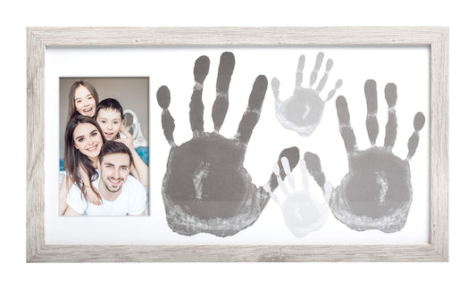 Kate & Milo DIY Family Handprint Frame Kit, Fathers Day Gift, Family Photo Keepsake Craft Frame with Paint, Rustic Farmhouse Home Décor