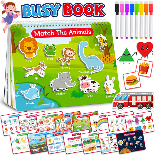 Benresive Busy Book for Toddlers 3-5, Montessori Preschool Learning Activities Book, Educational Sensory Travel Toys for Kids, Birthday Gifts for Boys Girls Ages 3+