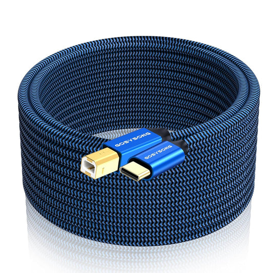 15ft USB C to B Printer Cable - High Speed Compatible with Printer, Scanner, Fax, Midi Keyboard, Audio Recording