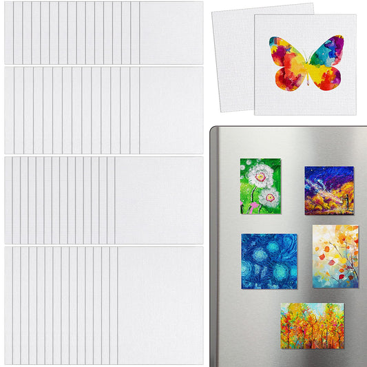Engrowtic 60 Pcs Mini Magnetic Canvas Panel Boards Magnetic Painting Canvas Panel Various Size for Painting Fridge Locker Art Crafts DIY