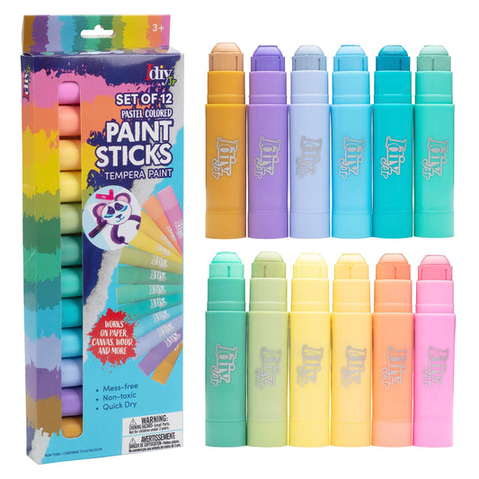 Tempera Paint Sticks 12 Pack - Pastel Washable Color Sticks for Kids & Adults - Mess Free, Non-Toxic & Quick Dry Solid Tempera Paint for Easter Egg Decorating, Arts & Crafts, Classroom School Supplies