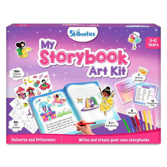 Skillmatics Storybook Art Kit - Create Fairytale Stories, DIY Craft & Writing Kit with 300+ Stickers, Scrapbooking & Journal Activity, Screen-Free Fun, Gifts for Kids Ages 5, 6, 7, 8, 9, 10